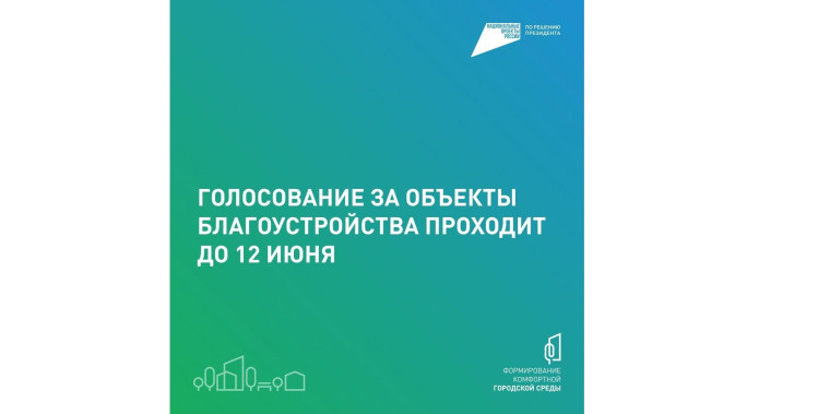 Голосование за объекты благоустройства проходит до 12 июня. Голосование за объекты благоустройства проходит до 12 июня.